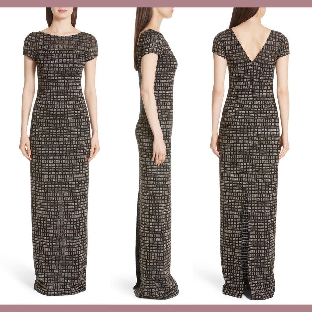 NWT $1895 St. John Couture‎ Shimmer Jacquard Knit Column Gown [SZ 8 ]